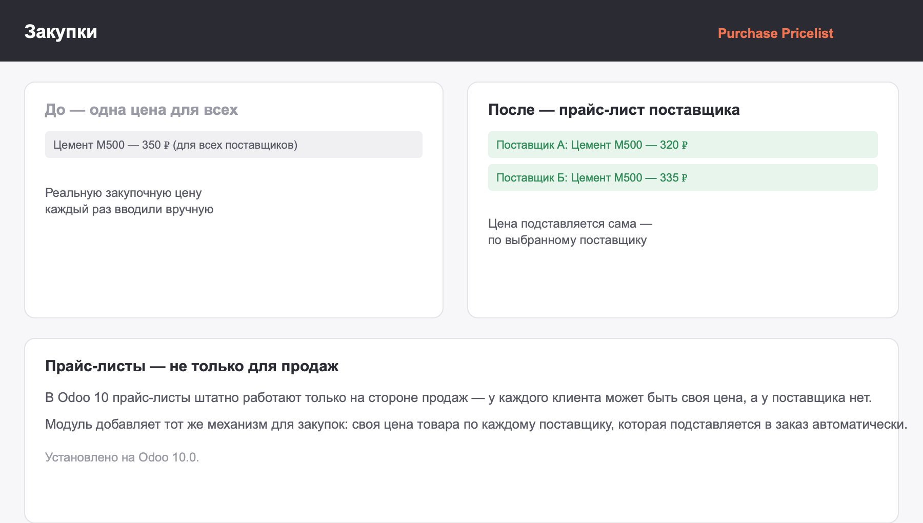 Прайс-лист поставщика для закупок — своя цена по каждому поставщику вместо единой цены
